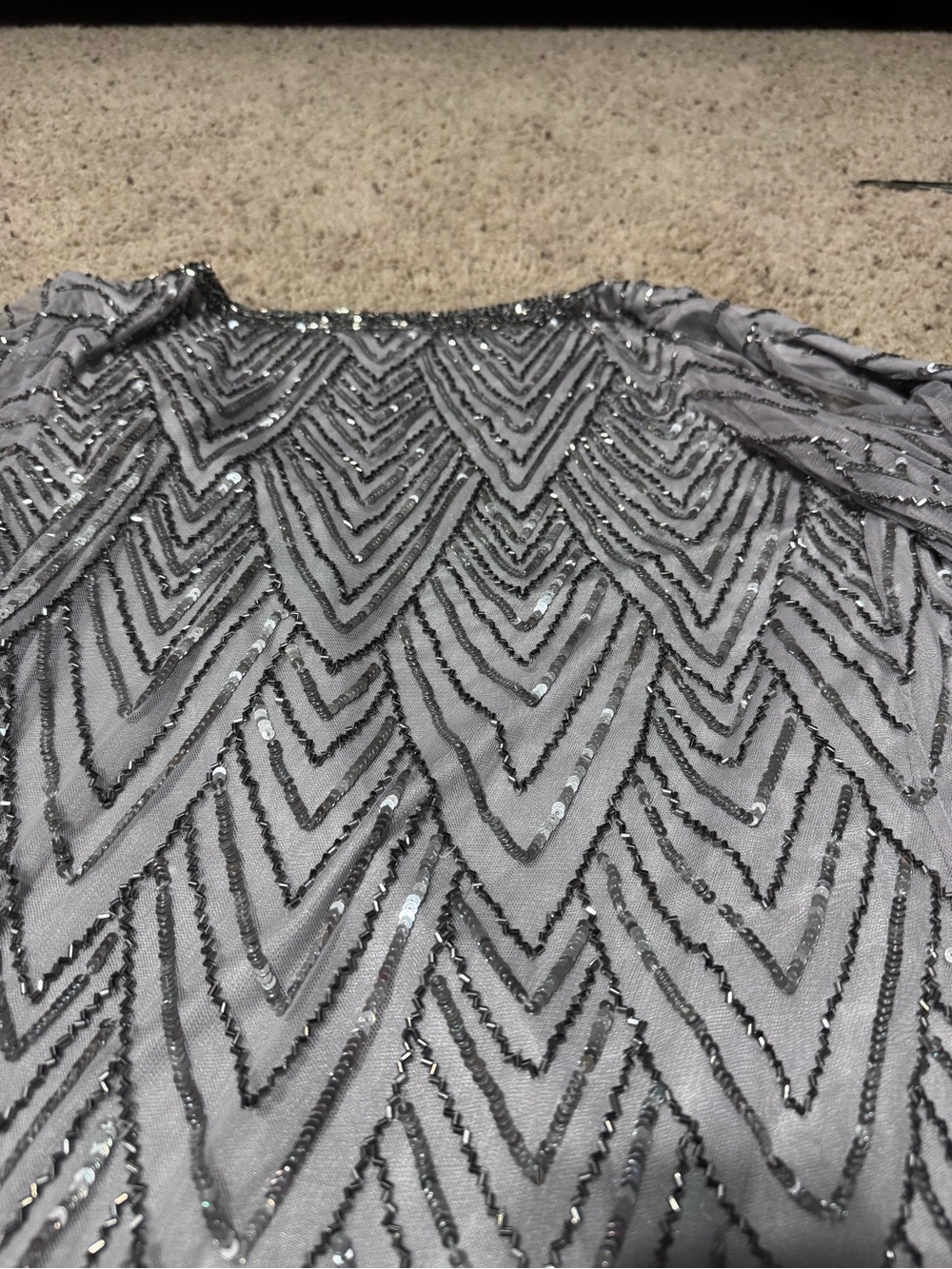 J Kara Silver Beaded Long Sleeve Sheath Dress - Picture 3 of 7